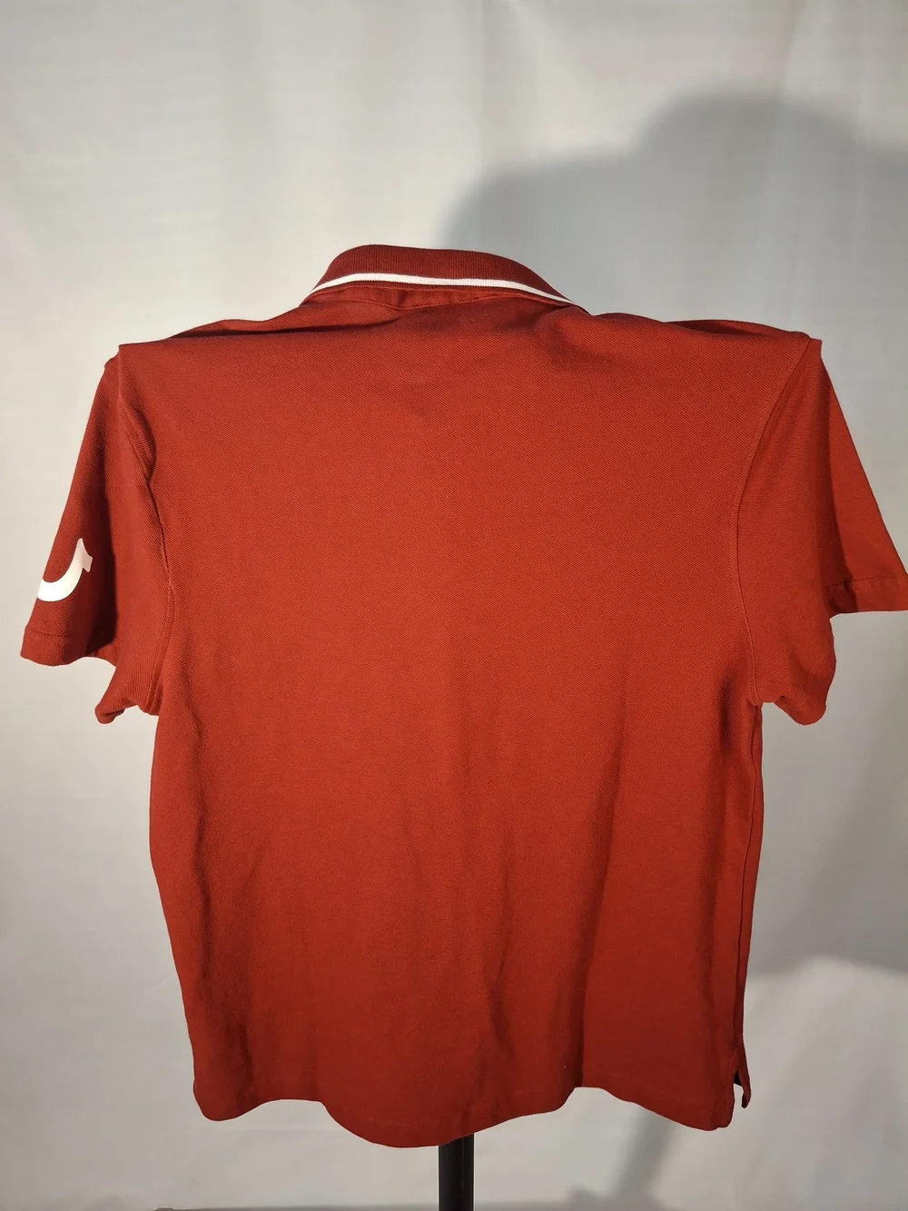 True Religion Split Maroon and White Polo
